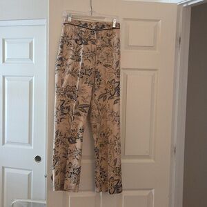 Liz Claiborne Tan Floral-Print Chinos